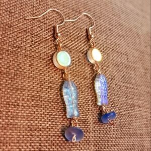Mermaidcore Fish Earrings Czech Glass Beads - New Item